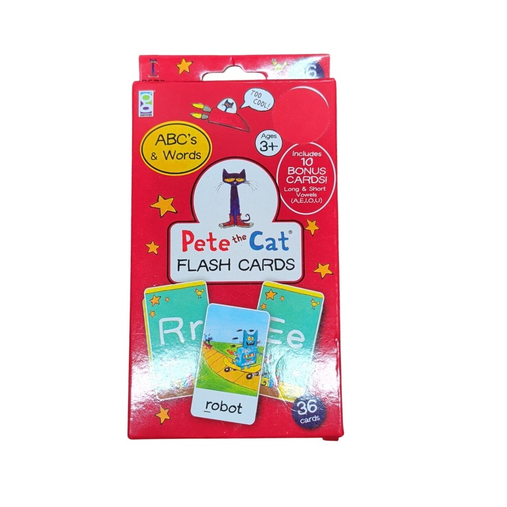 Pete the Cat ABCs and Words Flash Cards 36ct Phonics Vowels Ages 3+ Geddes 21859